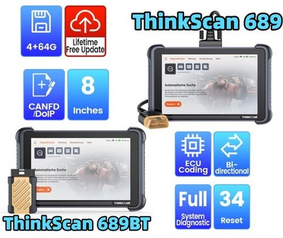 ThinkScan 689BT/689 KFZ OBD2 Diagnosegerät ALLE System 34 Reset Ecu-Codierung DE