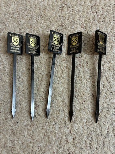 Lot Of 5 Smirnoff  Schweppes Stir Swizzle Stick Lapel Pins 1969 Stirrer Rare