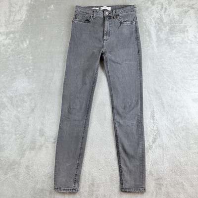 Mango MNG Jeans Womens 27x29 Black Faded Denim Noa Skinny High Waisted Stretchy