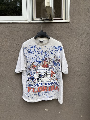 Vintage 90s Florida Gators Looney Tunes T Shirt Size XL Gray Made In USA  - Afbeelding 1 van 15