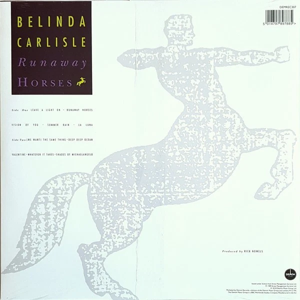 BELINDA CARLISLE - RUNAWAY HORSES - LP - TRANSLUCENT GREEN VINYL - RARE LE - NEW - Image 2 of 4