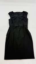 Ann Taylor Dress Womens 2P Petite Black Cap Sleeve Square Neck Sheath Work LBD