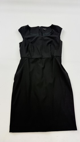 Ann Taylor Dress Womens 2P Petite Black Cap Sleeve Square Neck Sheath Work LBD