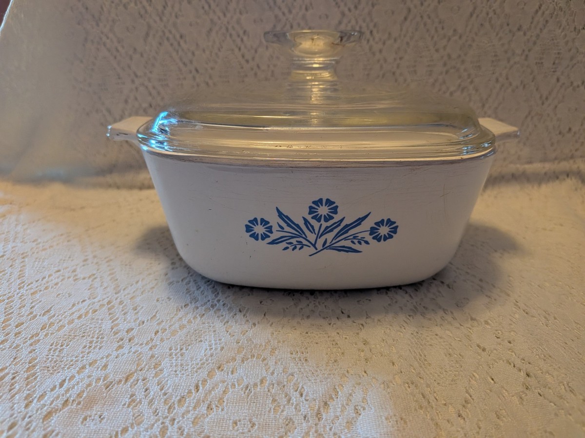 Vintage CorningWare Blue Cornflower Casserole Set with Glass Lids