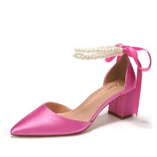 Elivandon J1585 Women's Satin Pointed Toe Mid-Heel Evening Sandals 2.36 inche...