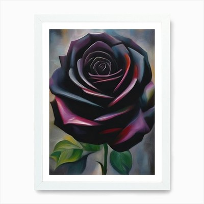 Schwarze Rose Kunstdruck gerahmt Wandbild Poster Leinwanddruck Bild