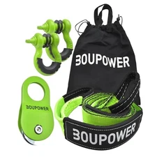 Off Road Snatch Recovery Kit, 10 Ton Heavy Duty Snatch Block 1 Strap Green