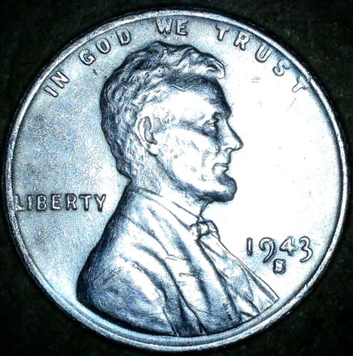 1943 S American Cent AU Steel Repunched Numerals & "S" Lincoln San Francisco