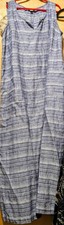 Pure Jill 100% Linen Midi Dress Lagenlook Coastal Boho Striped Sleeveless Sz sp