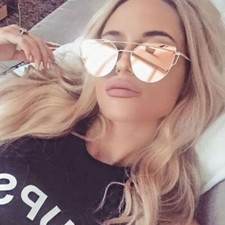 Vintage Retro Women's Rose Gold Cat Eye Ladies Large Mirrored Sunglasses UV400