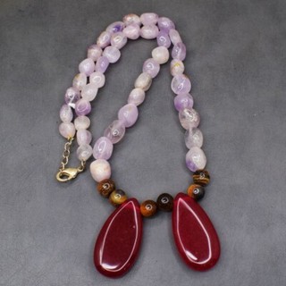 390 Cts Ametrine Tiger Eye & Red Ruby Beaded Fantastic Necklace AK 25 E491