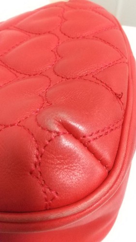 MOSCHINO Women's Red Quilted Heart Leather Shoulder Bag w/ Flap Pocket - Picture 15 of 20