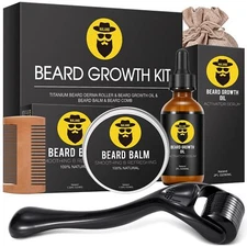 	Beard Growth Kit - Derma Roller for Beard Growth Beard Growth Serum Oil Beard	