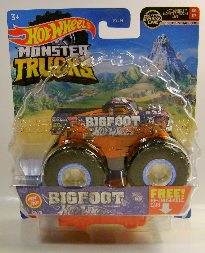 BIGFOOT 4X4 28/75 W/ CRUSHABLE CAR MONSTER TRUCKS HOT WHEELS 2021