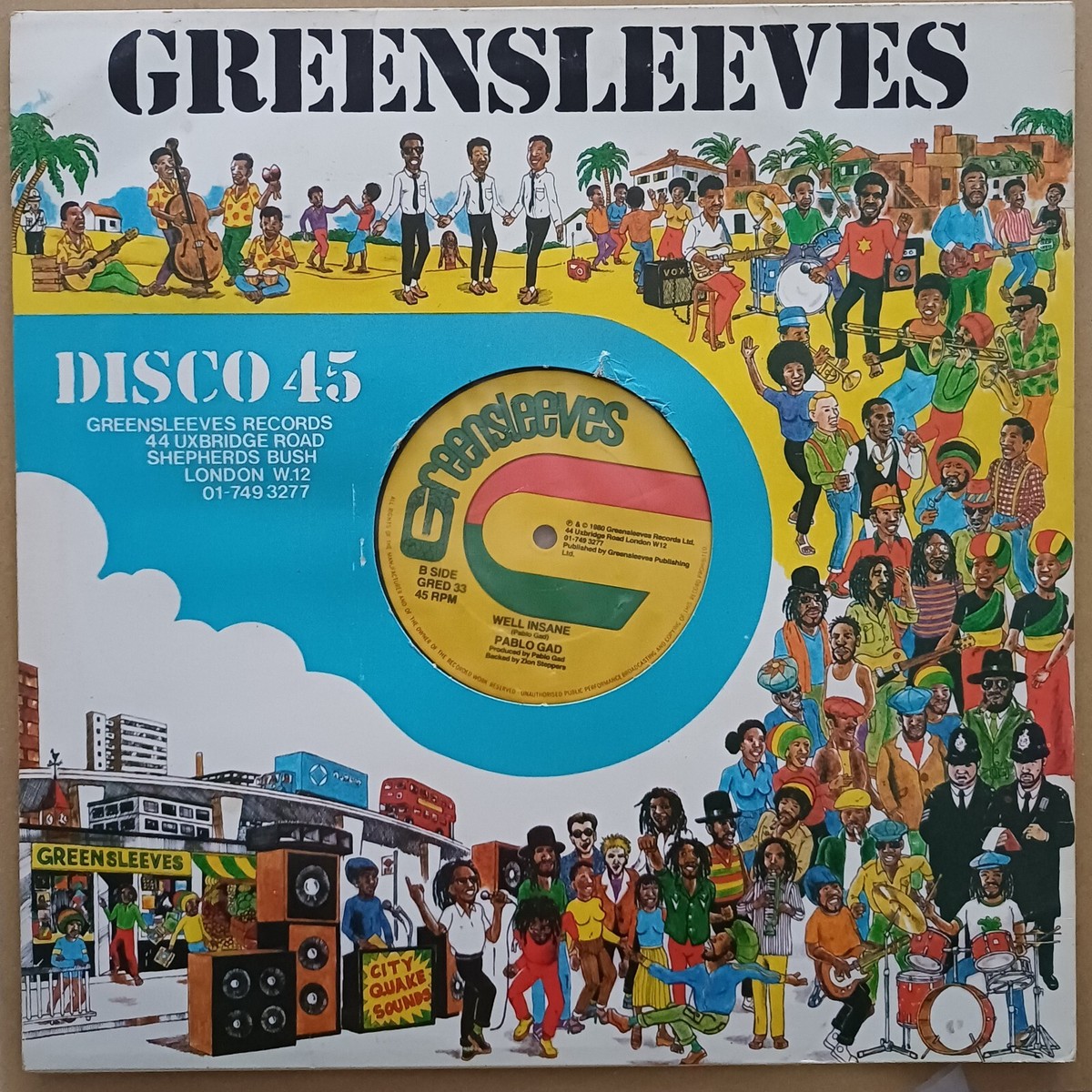 英12” Pablo Gad Fly Away Home / Well Insane GRED33 GREENSLEEVES RECORDS /00250 Pablo Gad – Fly Away Home – Vinyl (12