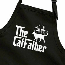 Funny Cat Gift Chef Apron for Kitchen Cook Grill The Catfather Cat Dad Godfather