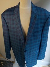 SCUDERI for Boyds Loro Piana Superfine Wool Plaid Blazer Blue SZ 56L