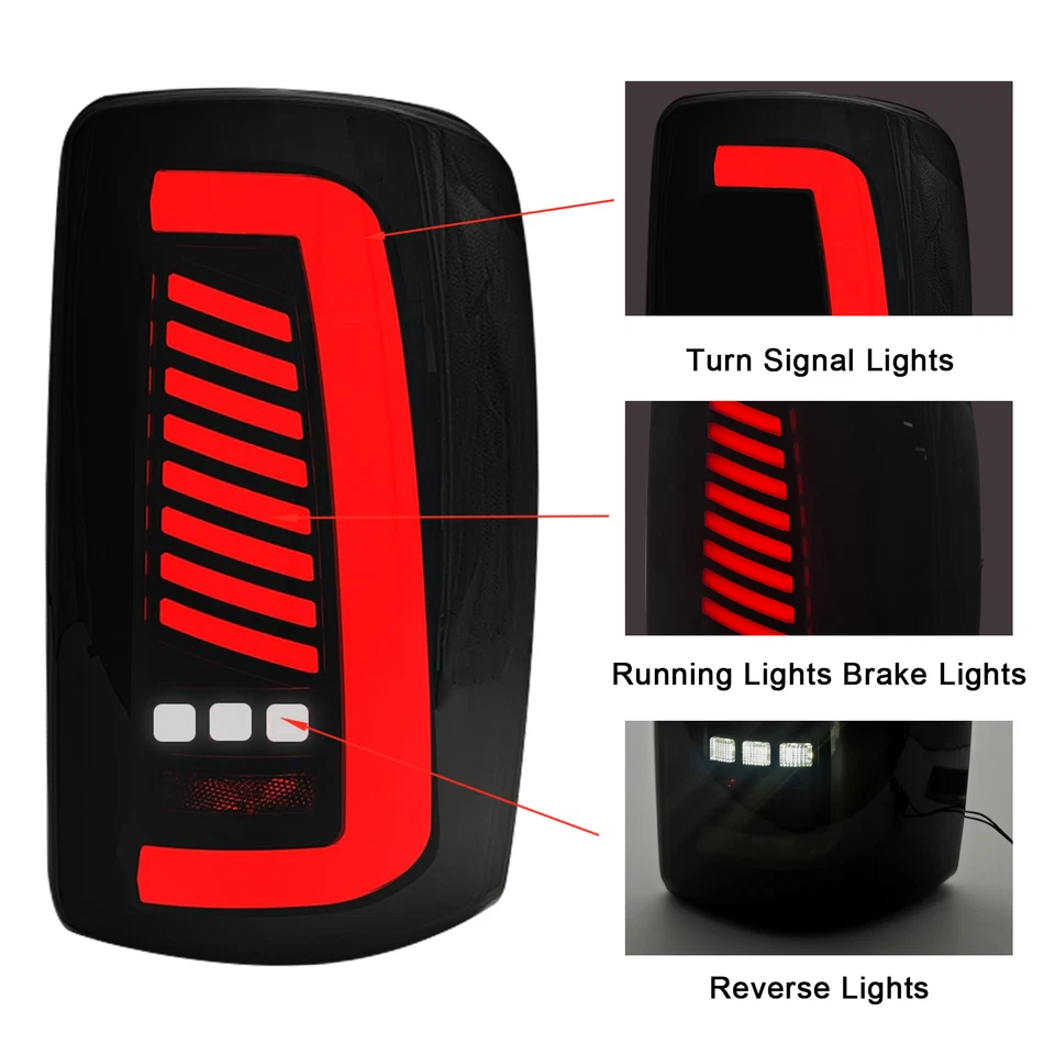 Par de luces traseras LED para GMC Yukon XL Chevy Tahoe Suburban 1500 2500 2000-2006 Foto 4 de 4