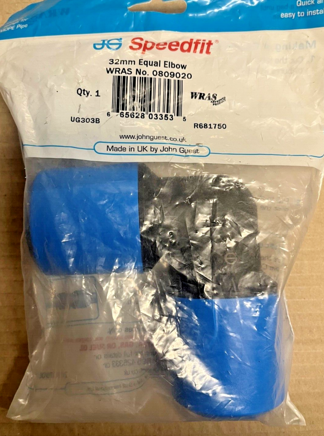 JG Speedfit Blue MDPE Equal Elbow 32mm UG303B SPS