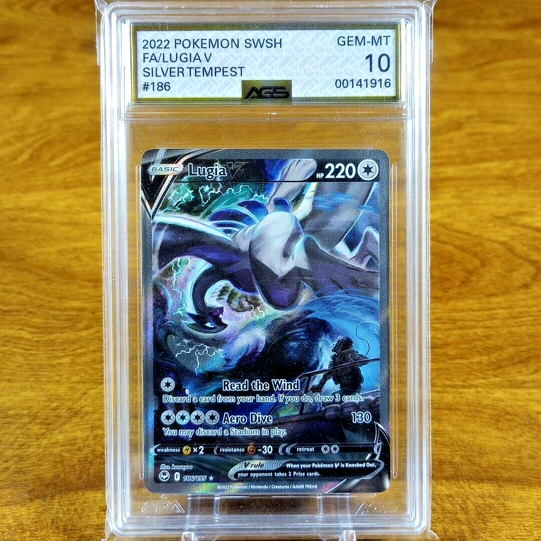 Pokemon Silver Tempest Lugia V 186/195 AGS Gem-MT 10 Full