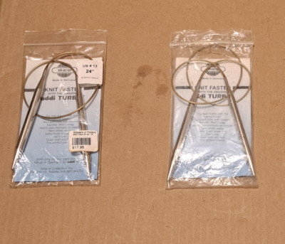 2 SKACEL ADDI TURBO CIRCULAR KNITTING NEEDLE # 13 9mm 24'' 60cm, 32'' 80cm GERMANY