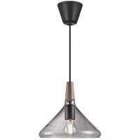 Nordlux Pendelleuchte Float 27 Glas Holz Rauch E27 HäNgelampe Ø27 HäNgeleuchte