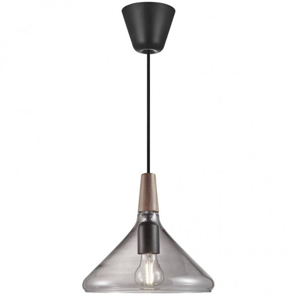 Nordlux Pendelleuchte Float 27 Glas Holz Rauch E27 HäNgelampe Ø27 HäNgeleuchte-image