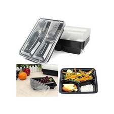 Meal Prep Food Container Reusable Microwave BPA Free Lunch Box Stackable Black