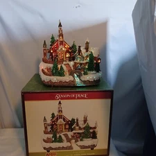 Cracker Barrel Light Up Fiber Optic Village In Box Christmas Needs New Cord Work