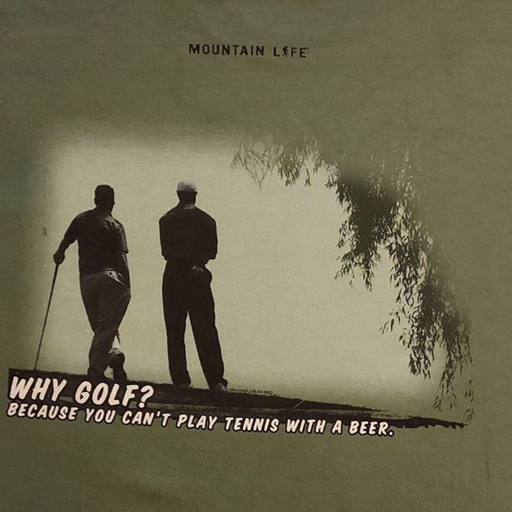 ALTRA T shirt Moutain Life uomo XL verde SS golf golf birra novità divertente nuova senza etichette