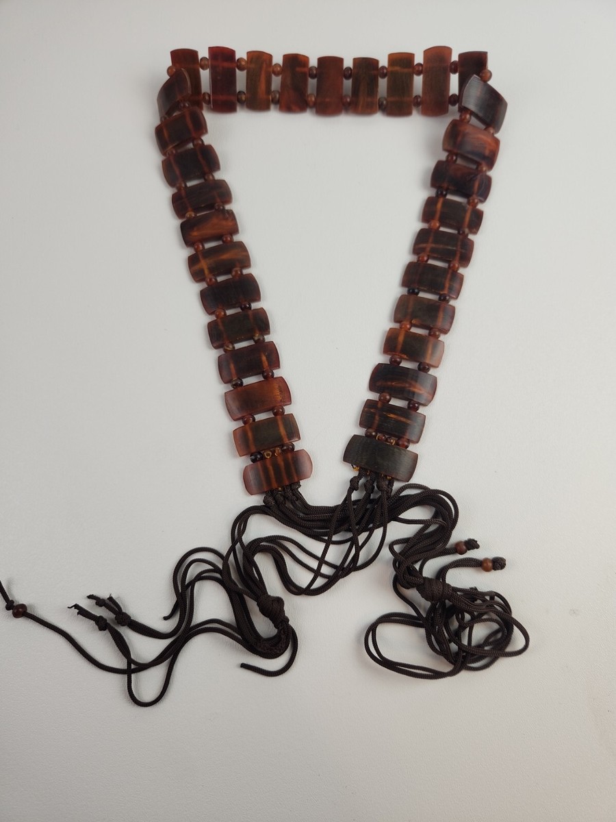 Womens Boho Wide Multi Strand Wooden Bead Waist Statement Belt Brown Size Small Simplee Bohemian Braided Waist Belt with Wooden Beads  main image 2