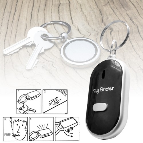 LED Anti-Lost Key Finder Locator Keychain Whistle Sound Control Keyring Finder