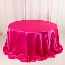 132" FUCHSIA Satin Round TABLECLOTH Wedding Party Table Linens Party Decorations