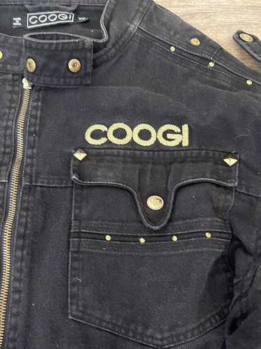 Rare DEADSTOCK Mens Coogi Culture Black Denim Jacket Full Zip 2XL - Picture 6 of 10