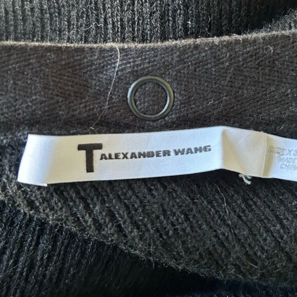 Abito maglione maglia a costine nero T Alexander Wang scollo a barca a scatto taglia XS