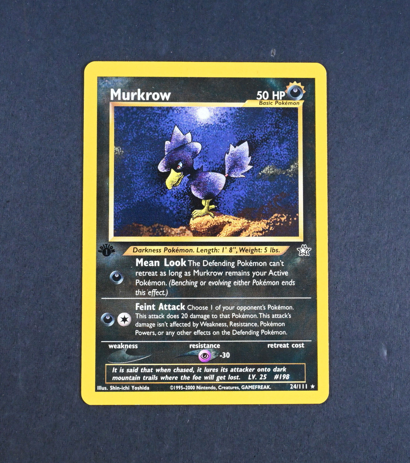 NM 1st Edition Murkrow Reg. 24/111 Neo Genesis Pokemon Card