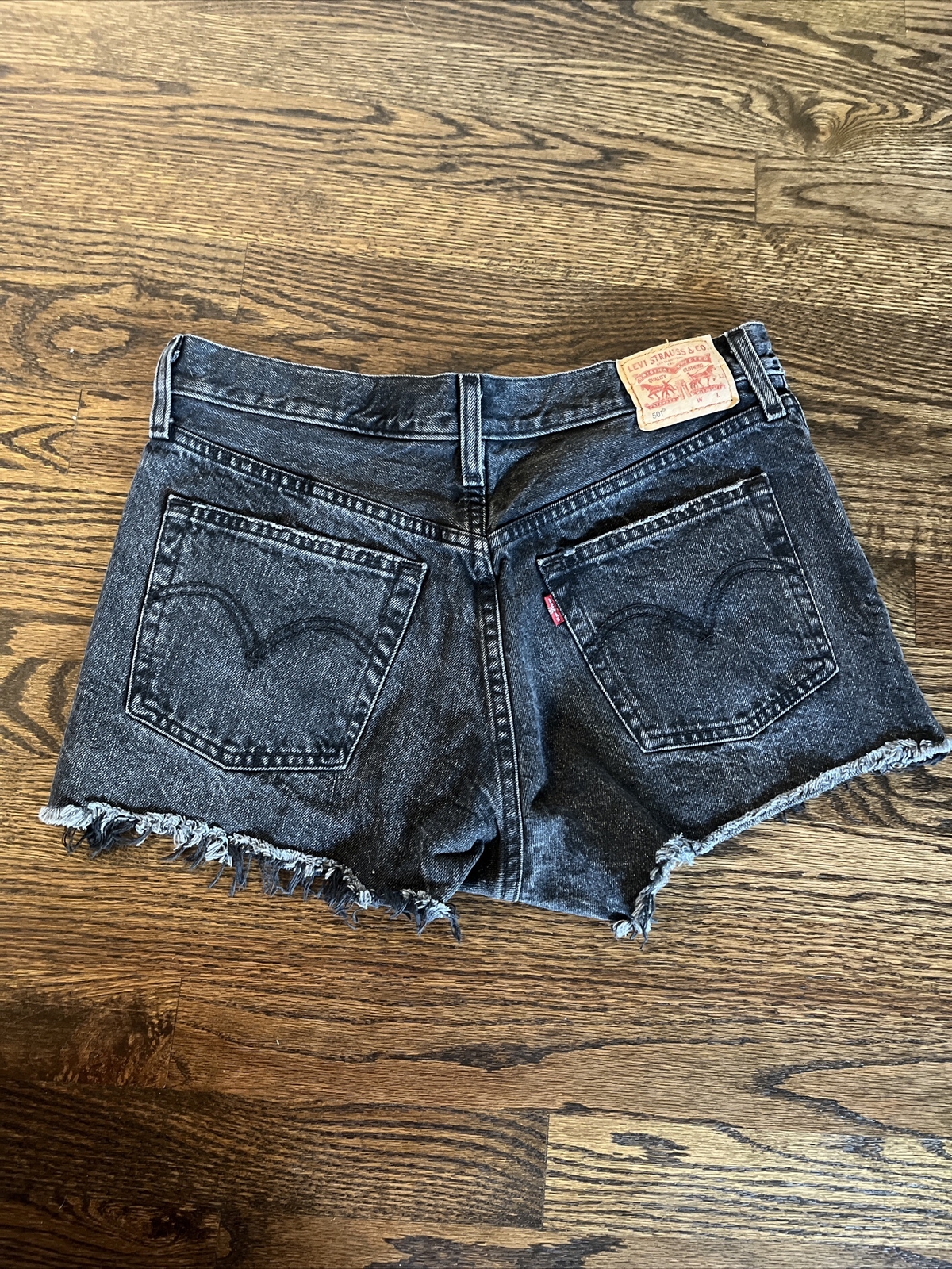 Levi's 501 Cut-Off Shorts Womens Size 29 (actual Waist 31) Black Jean Denim - View 6