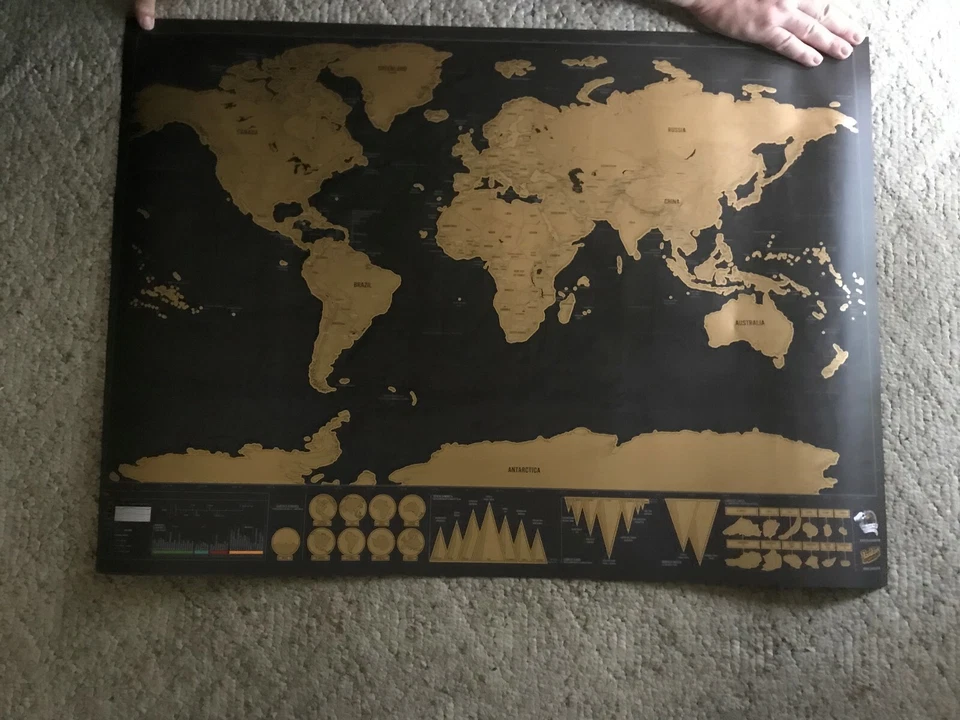 Scratch Off World Map Poster Open Tube Unscratched 23" x 32" Luckie's Of London - Image 2 of 4