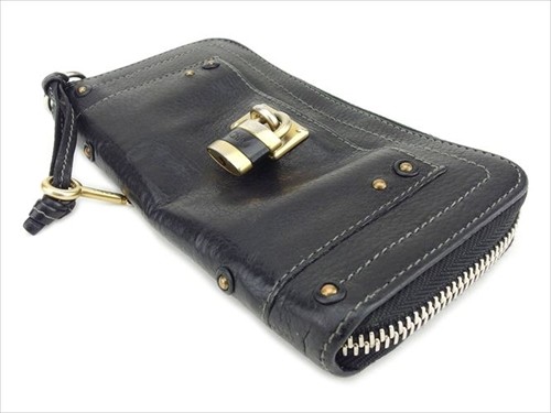 小物 Vintage Chloe Paddington Wallet Clutch Vintage Chloé Paddington Wallet Clutch Gray Leather Long