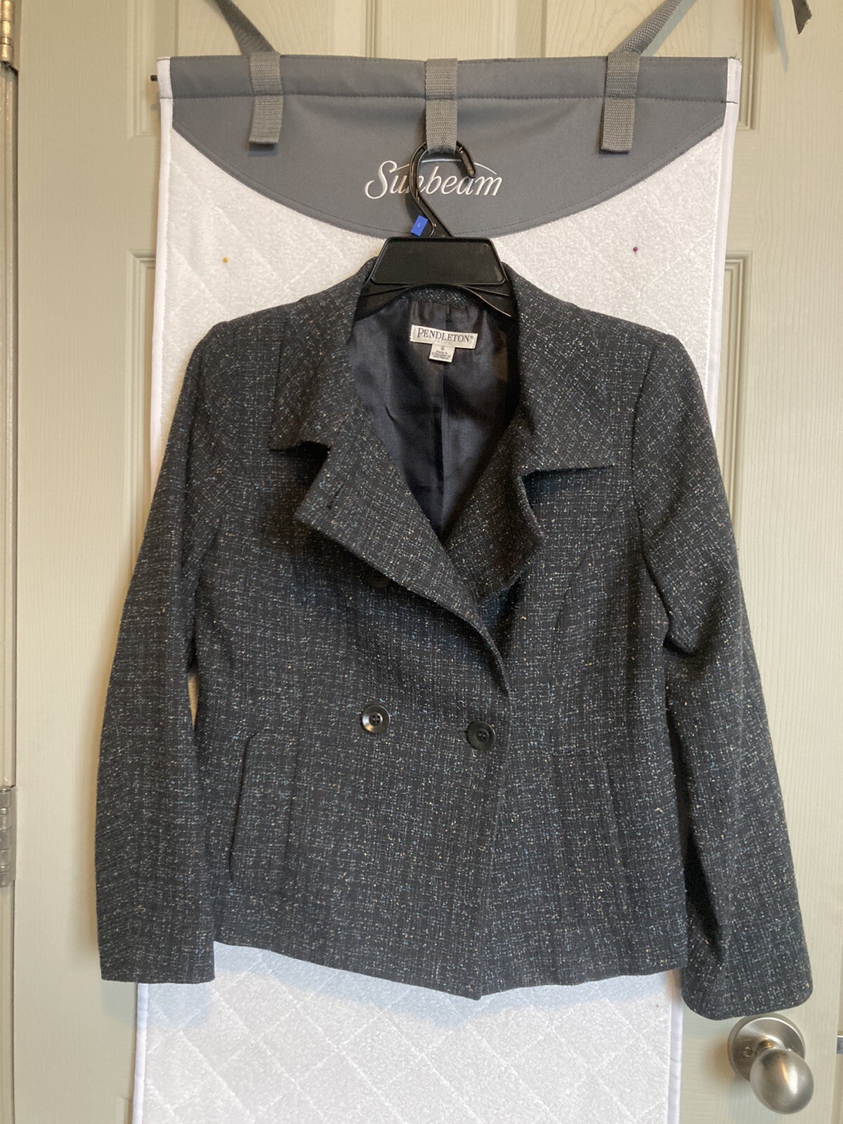 Pendleton  Virgin Wool Crop Blazer Jacket Blue/Gr… - image 1