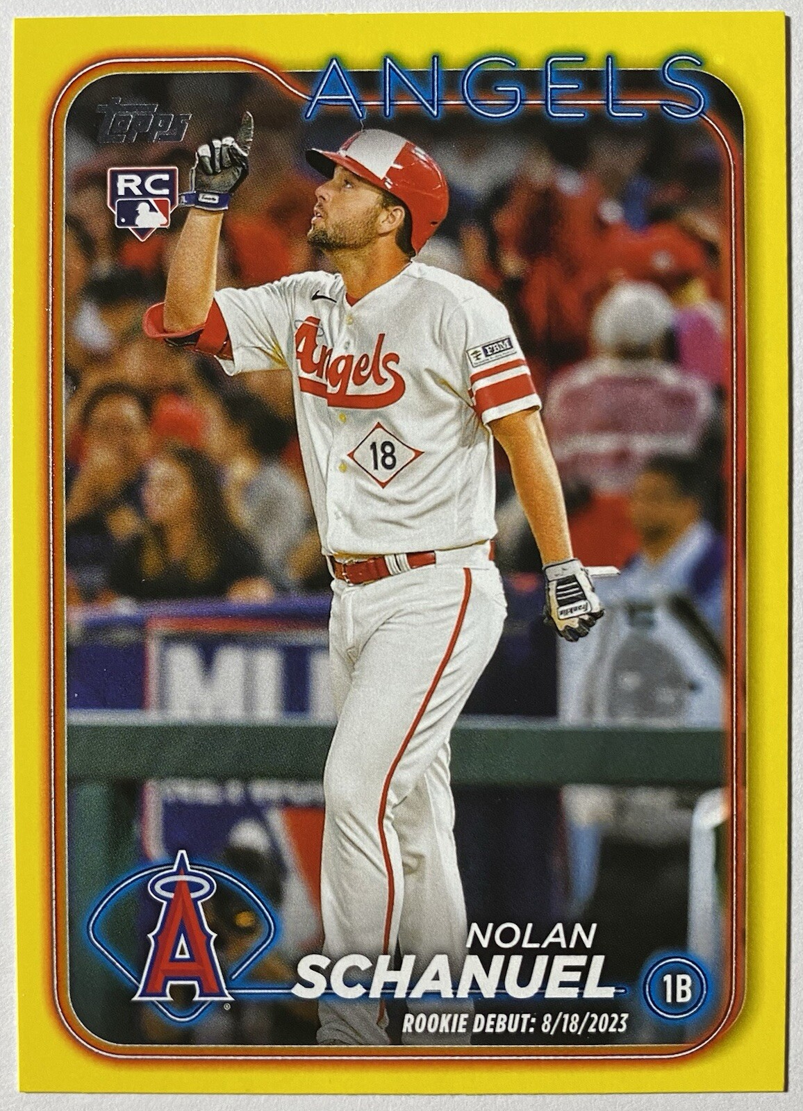 2024 Topps Update Nolan Schanuel Yellow Parallel Rookie Debut RC #US193 Angels.