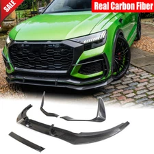 For Audi RSQ8 RS Q8 2021-2024 Real Carbon Fiber Front Bumper Lip Body Spoiler