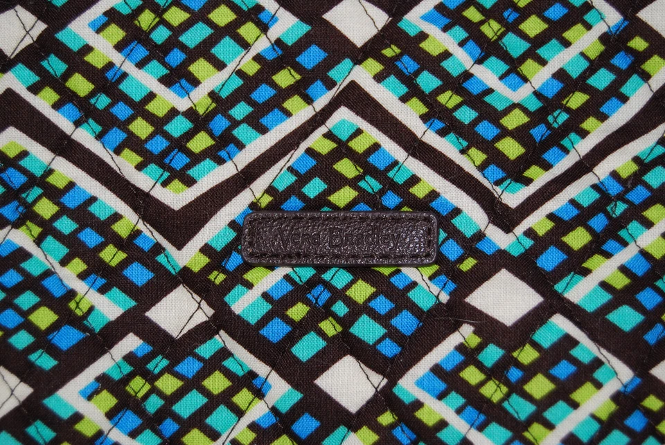 EUC Vera Bradley Brown Rain Forest Geometric Print Plastic Lined Toiletry Pouch - Image 2 of 4