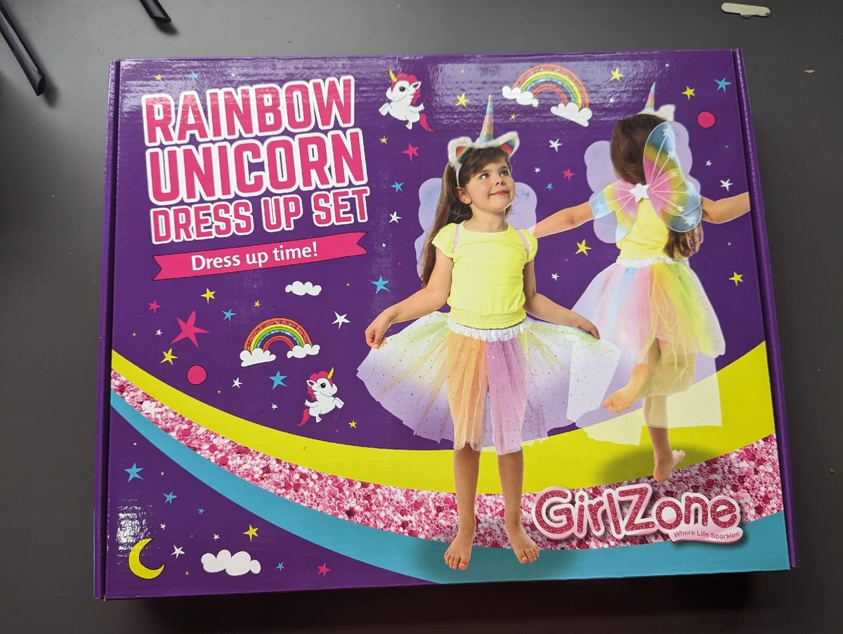 Unicorn Dress up Set Girlzone Girls rainbow fancy dress costume eBay
