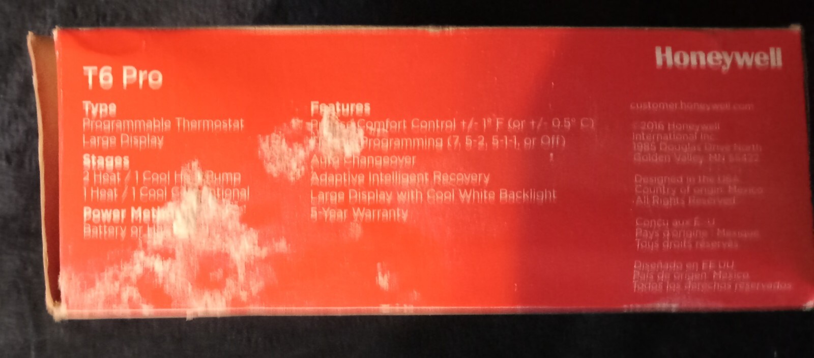 Honeywell TH6210U2001/U T6 Pro Programmable Thermostat,2 Heat / 1 Cool