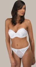 Dominique WHITE Low Plunge Strapless Underwire Bra,Size US 34D