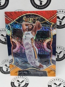 Zion Williamson Select 2020-21 Concourse Red White Orange Shimmer Pelicans No. 1