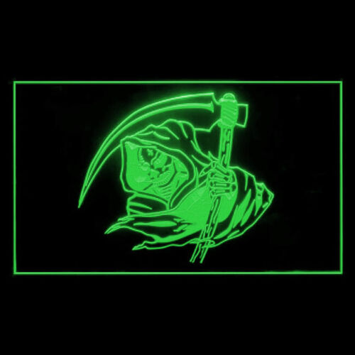 150085 Grim Reaper Skeleton Skull Display LED Light Neon Sign - Picture 2 of 7