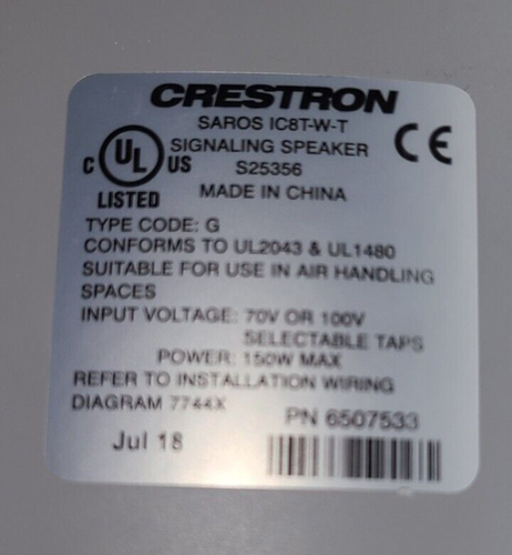 Crestron Saros IC8T-W-T 8" 2-Way In-Ceiling Speaker White Textured 6507533 - Picture 5 of 6