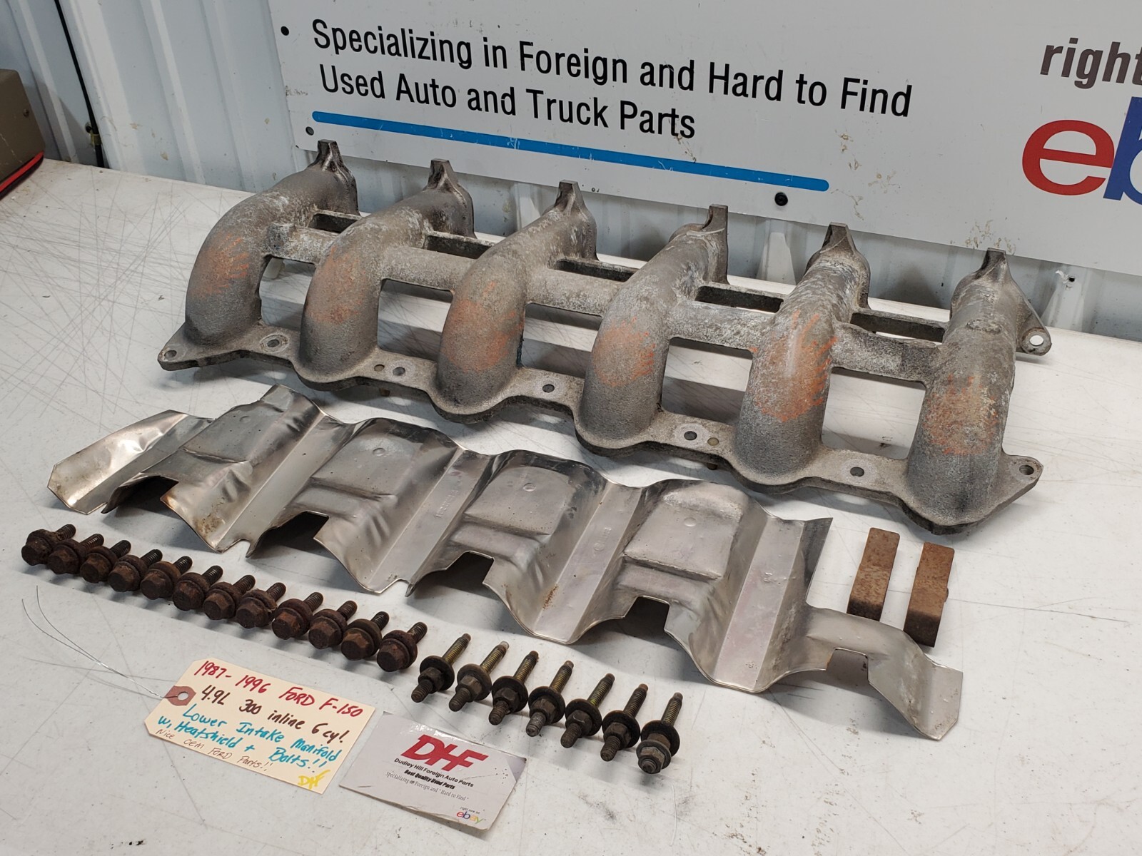 8796 Ford F150 4.9L 300 Inline 6 Lower Intake Manifold W/Heatshield